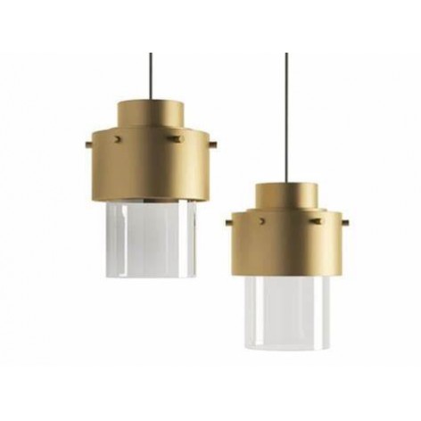 Lampada a led a sospensione in acciaio color ottone con vetro trasparente Tre Grazie U207002T Birex